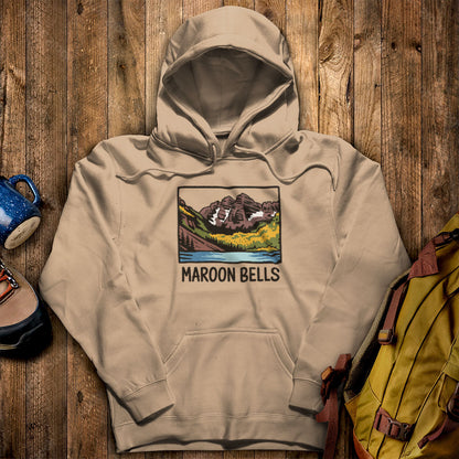 Maroon Bells Hoodie Sand Adventure and Outdoors Themed Hoodie