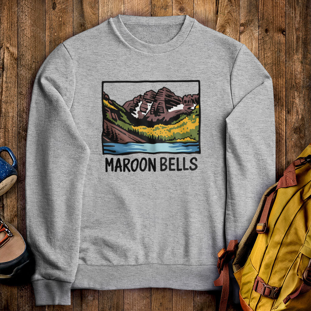 Maroon Bells Crewneck Sweatshirt Sport Grey Adventure and Outdoors Themed Sweatshirt