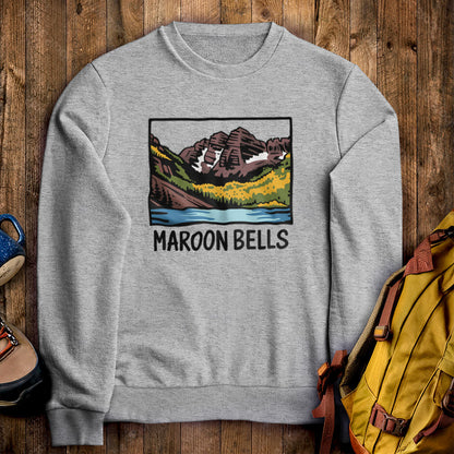 Maroon Bells Crewneck Sweatshirt Sport Grey Adventure and Outdoors Themed Sweatshirt