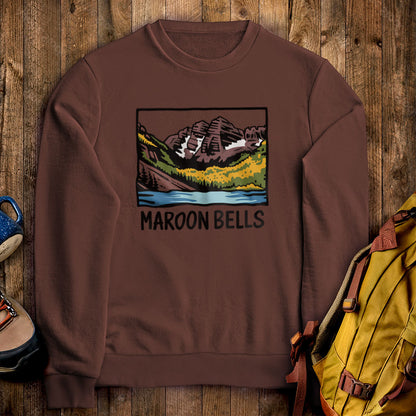 Maroon Bells Crewneck Sweatshirt Cocoa Adventure and Outdoors Themed Sweatshirt