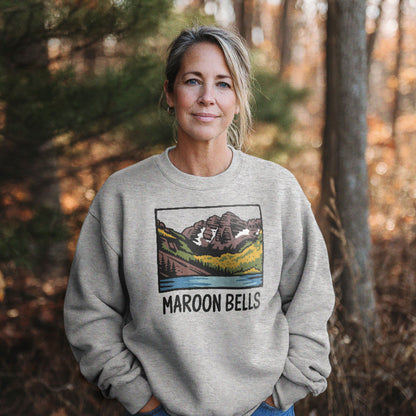 Maroon Bells Crewneck Sweatshirt Adventure and Outdoors Themed Sweatshirt
