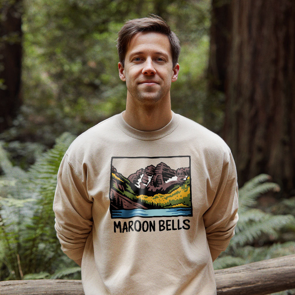 Maroon Bells Crewneck Sweatshirt Adventure and Outdoors Themed Sweatshirt
