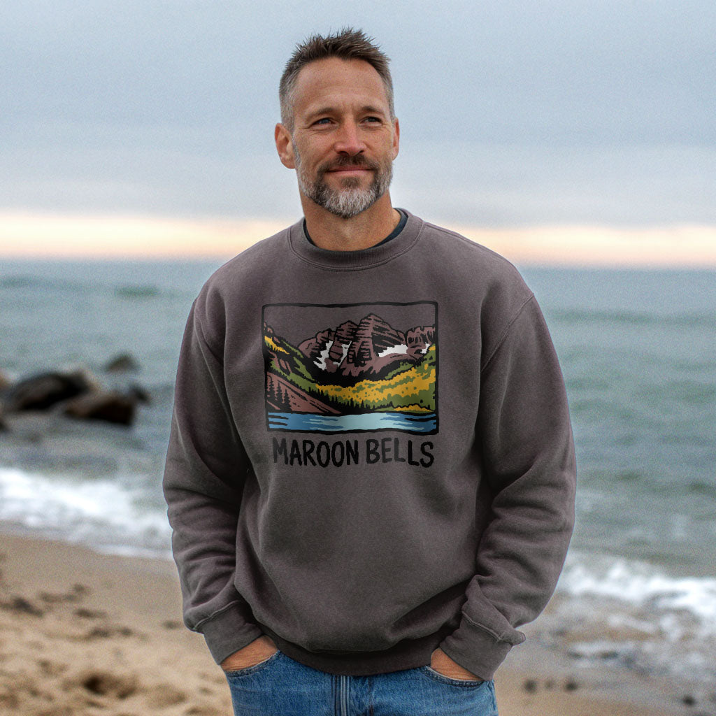 Maroon Bells Crewneck Sweatshirt Adventure and Outdoors Themed Sweatshirt