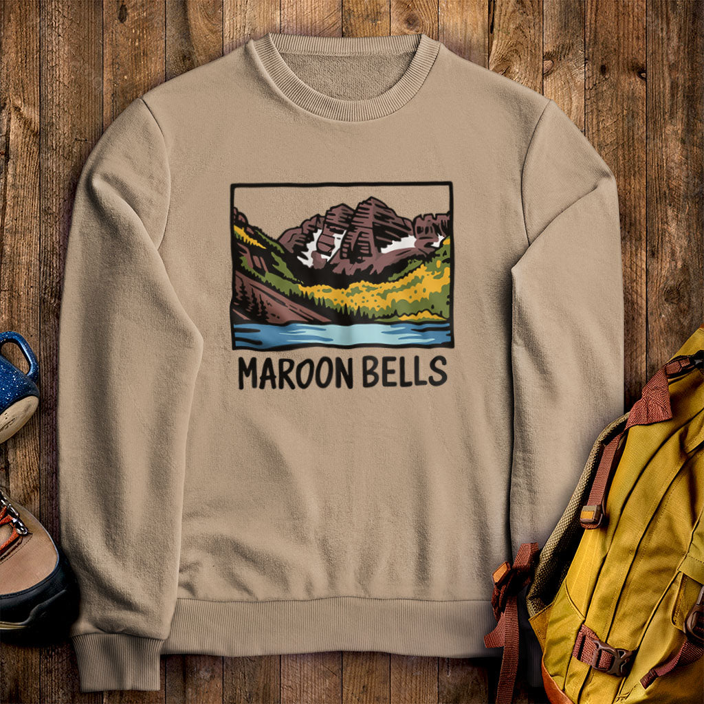 Maroon Bells Crewneck Sweatshirt Sand Adventure and Outdoors Themed Sweatshirt