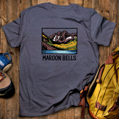 Maroon Bells T-Shirt Heather Navy Adventure and Outdoors Themed T-Shirt