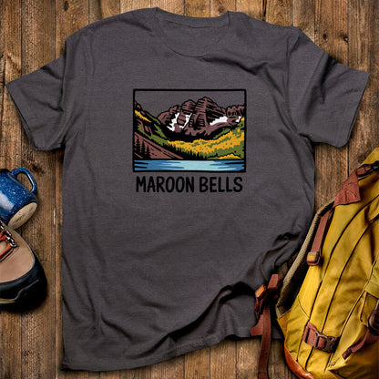 Maroon Bells T-Shirt Dark Heather Adventure and Outdoors Themed T-Shirt