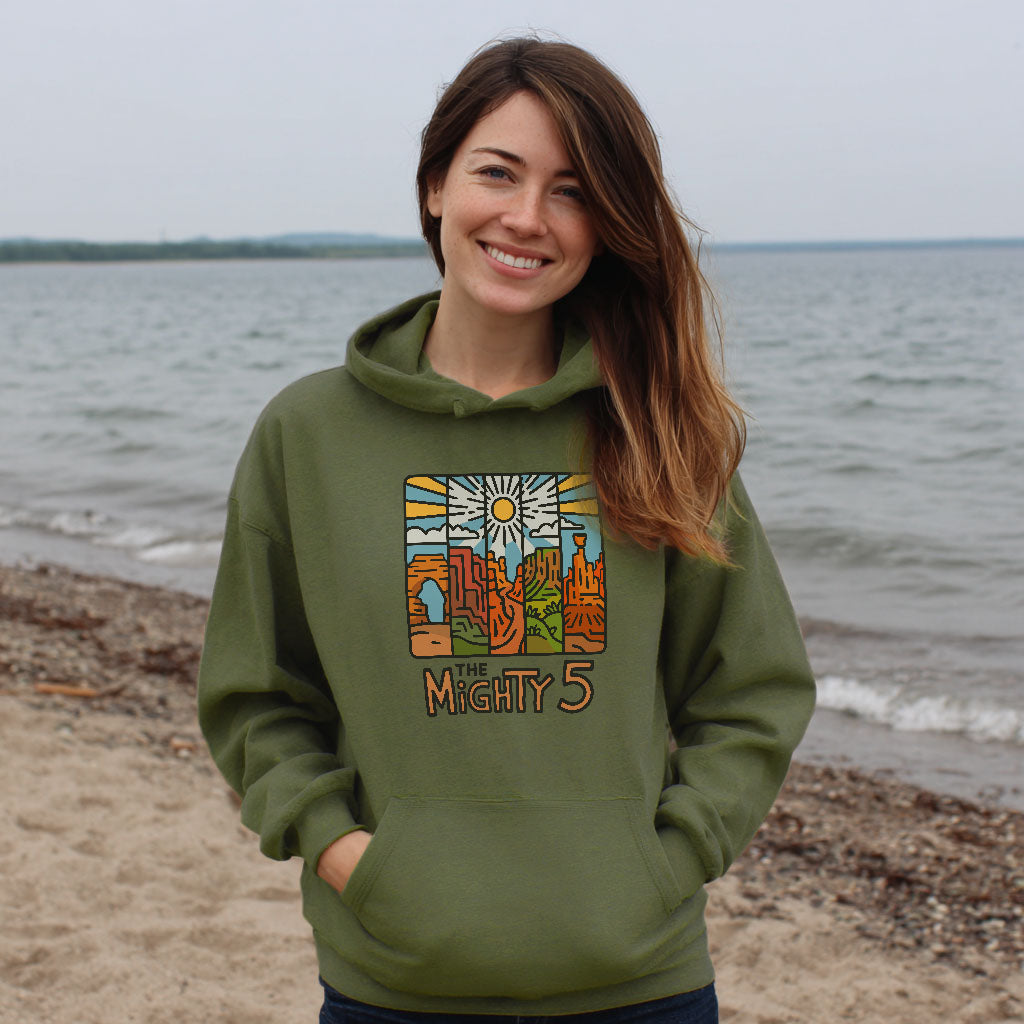 The Mighty 5 Hoodie Adventure and Outdoors Themed Hoodie