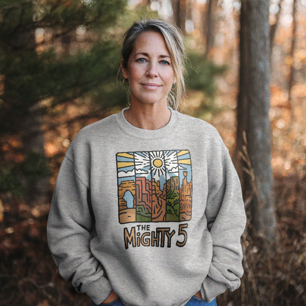 The Mighty 5 Crewneck Sweatshirt Adventure and Outdoors Themed Sweatshirt