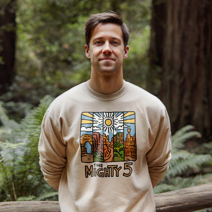 The Mighty 5 Crewneck Sweatshirt Adventure and Outdoors Themed Sweatshirt