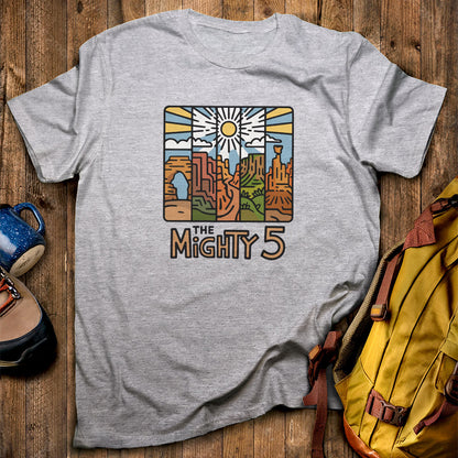The Mighty 5 T-Shirt Sport Grey Adventure and Outdoors Themed T-Shirt