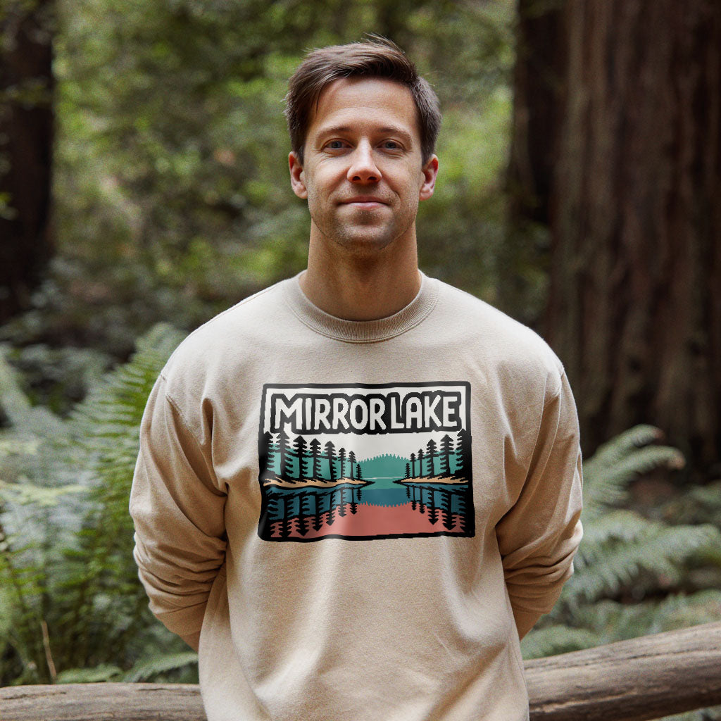 Mirror Lake Crewneck Sweatshirt Adventure and Outdoors Themed Sweatshirt