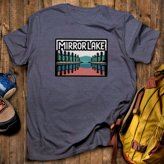Mirror Lake T-Shirt Heather Navy Adventure and Outdoors Themed T-Shirt