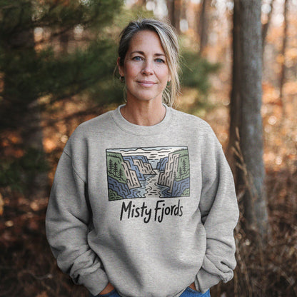 Misty Fjords National Monument Crewneck Sweatshirt Adventure and Outdoors Themed Sweatshirt