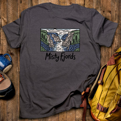 Misty Fjords National Monument T-Shirt Dark Heather Adventure and Outdoors Themed T-Shirt