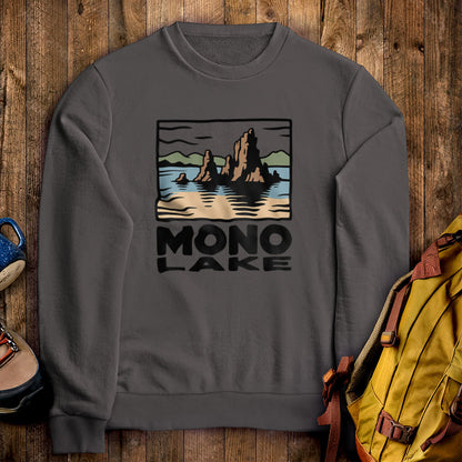 Mono Lake Crewneck Sweatshirt Charcoal Adventure and Outdoors Themed Sweatshirt