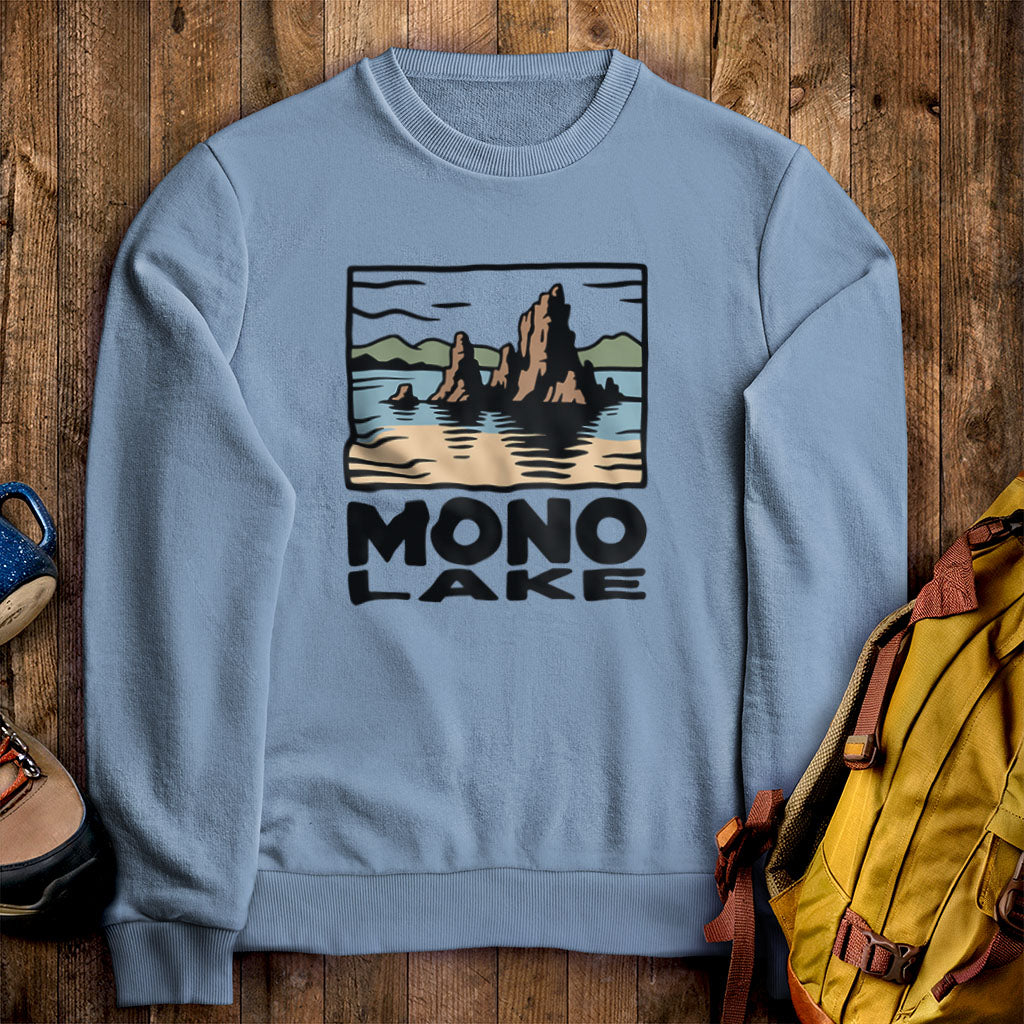 Mono Lake Crewneck Sweatshirt Stone Blue Adventure and Outdoors Themed Sweatshirt