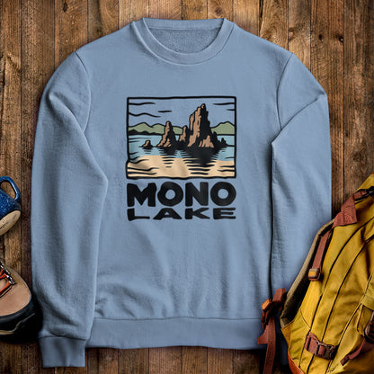 Mono Lake Crewneck Sweatshirt Stone Blue Adventure and Outdoors Themed Sweatshirt