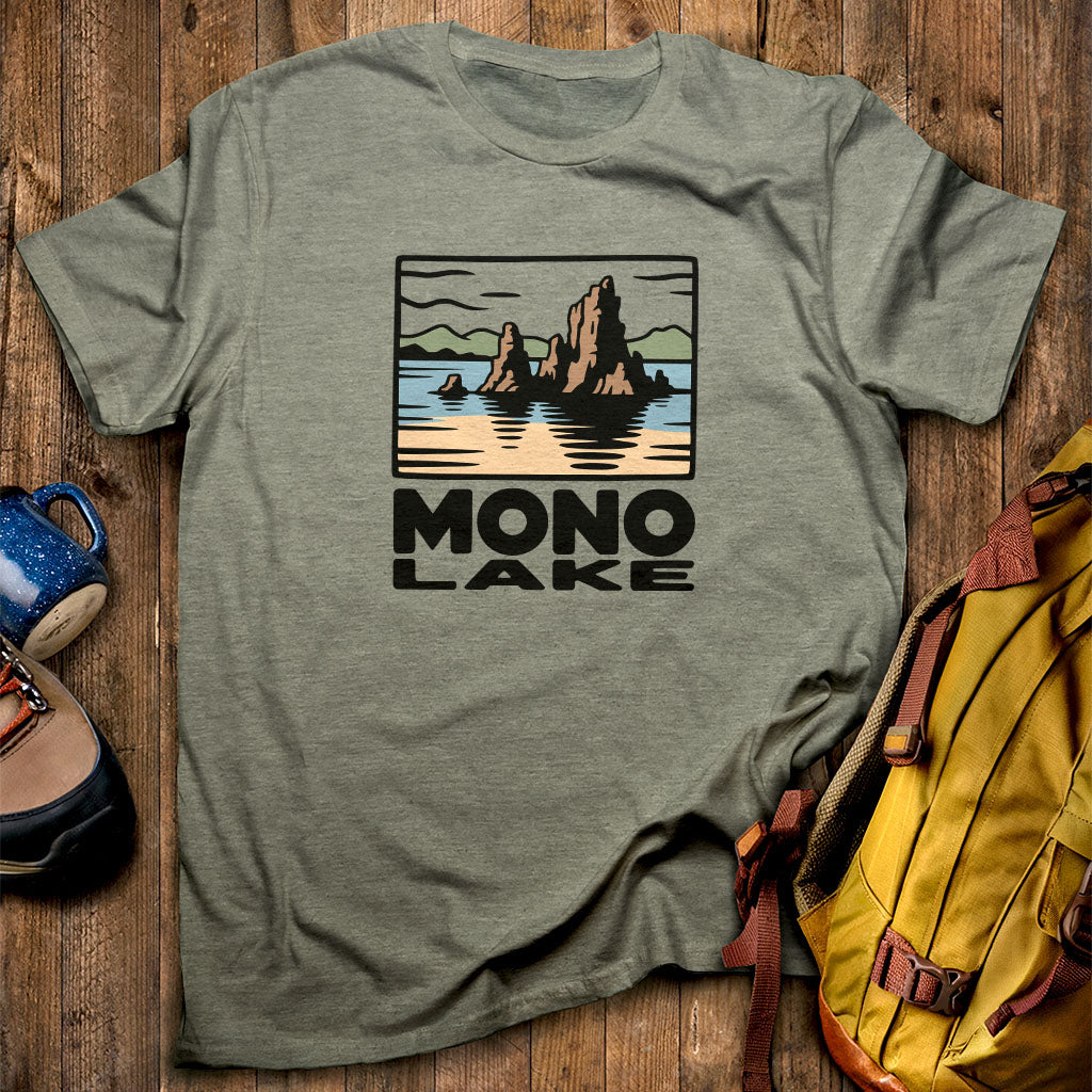 Mono Lake T-Shirt Heather Military Green Adventure and Outdoors Themed T-Shirt