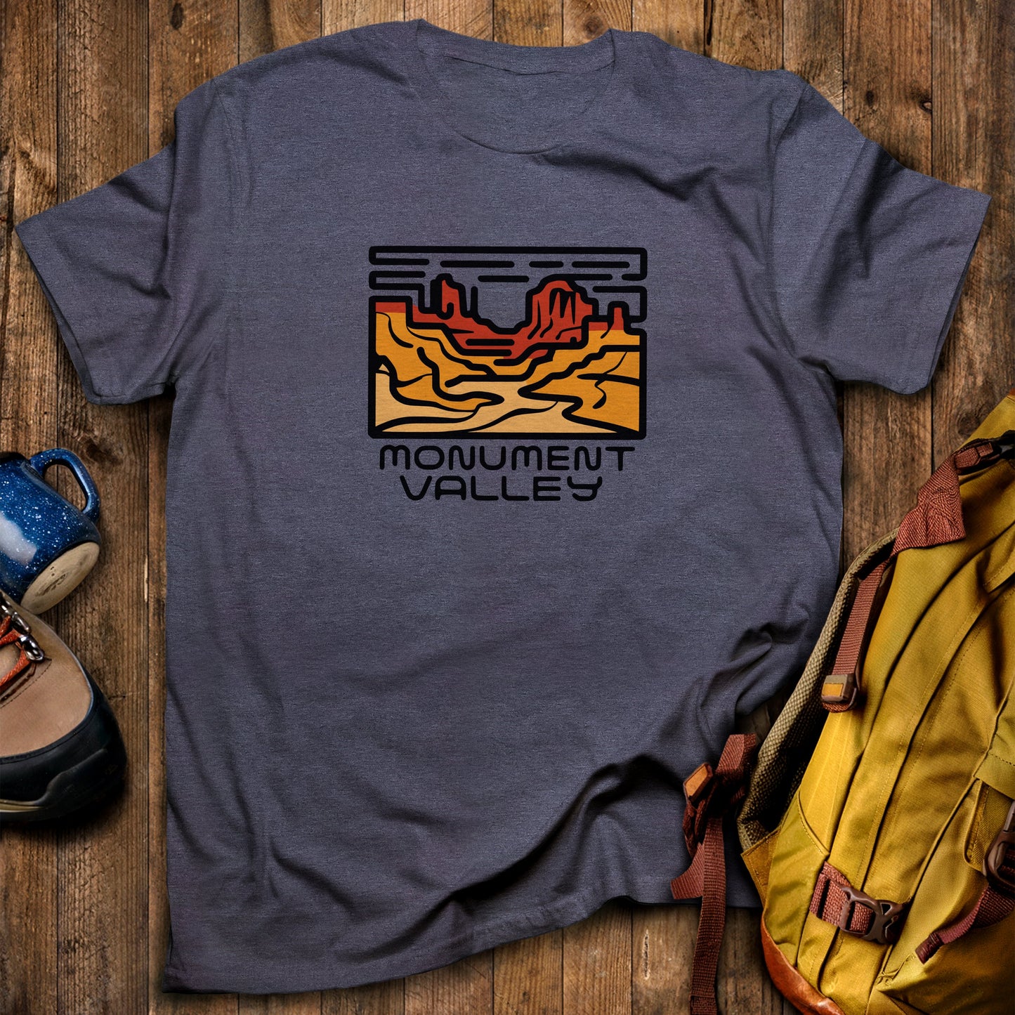 Monument Valley T-Shirt Heather Navy Adventure and Outdoors Themed T-Shirt