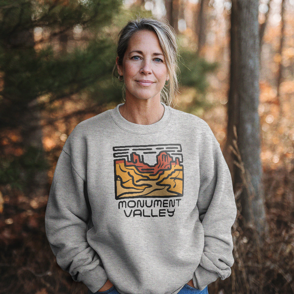 Monument Valley Crewneck Sweatshirt Adventure and Outdoors Themed Sweatshirt