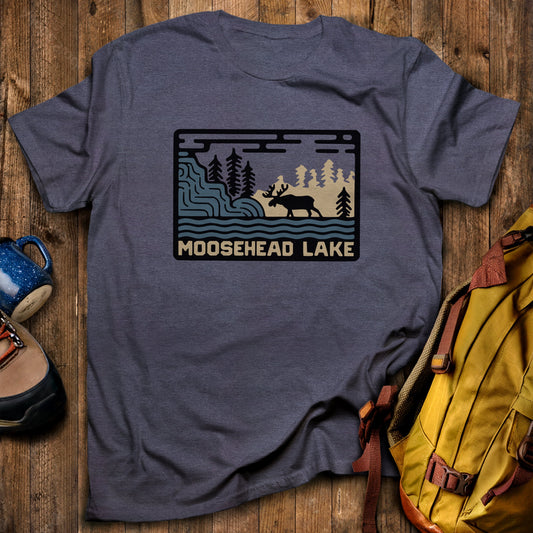 Moosehead Lake T-Shirt Heather Navy Adventure and Outdoors Themed T-Shirt