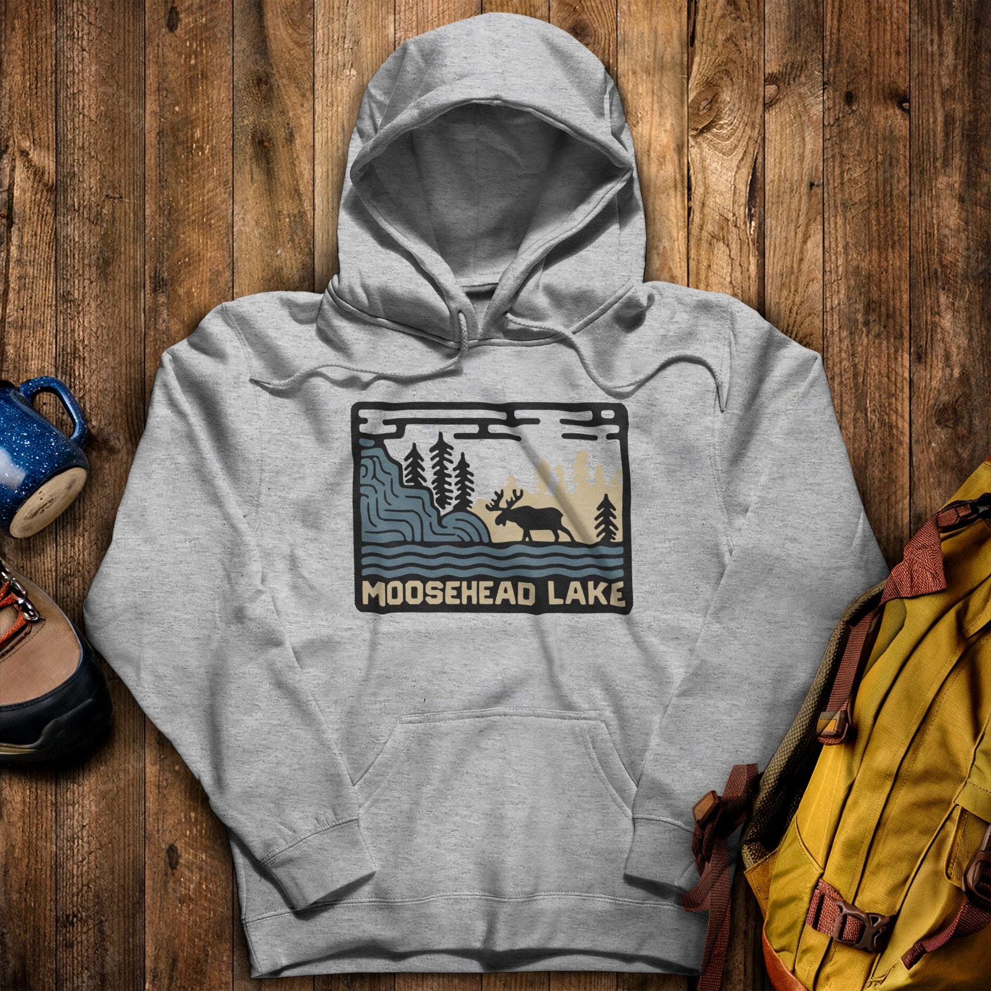 Moosehead Lake Hoodie Sport Grey Adventure and Outdoors Themed Hoodie