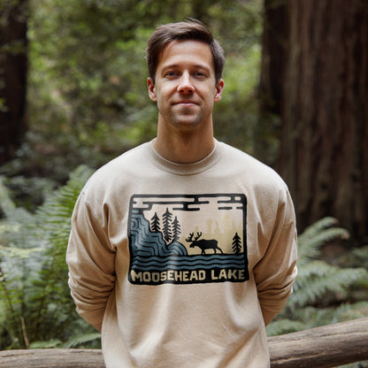 Moosehead Lake Crewneck Sweatshirt Adventure and Outdoors Themed Sweatshirt