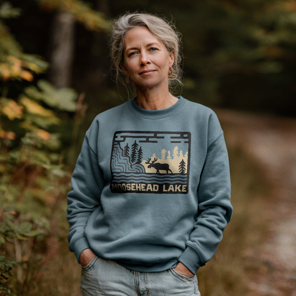 Moosehead Lake Crewneck Sweatshirt Adventure and Outdoors Themed Sweatshirt