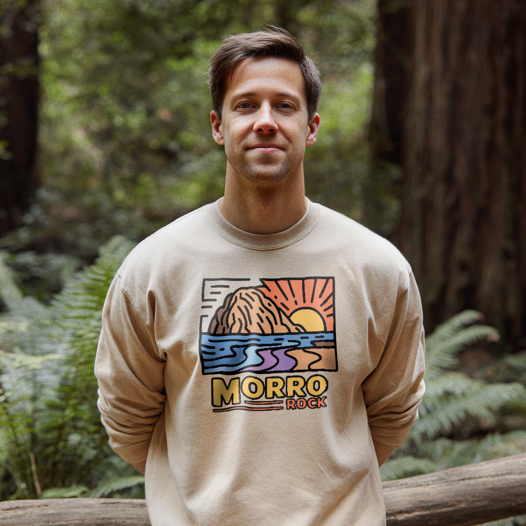 Morro Rock Crewneck Sweatshirt Adventure and Outdoors Themed Sweatshirt