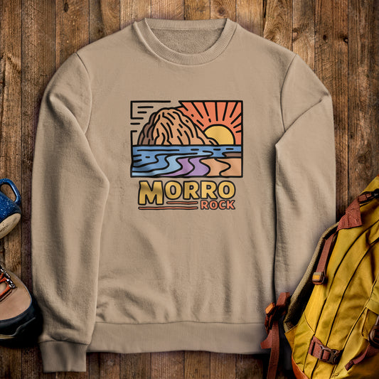Morro Rock Crewneck Sweatshirt Sand Adventure and Outdoors Themed Sweatshirt