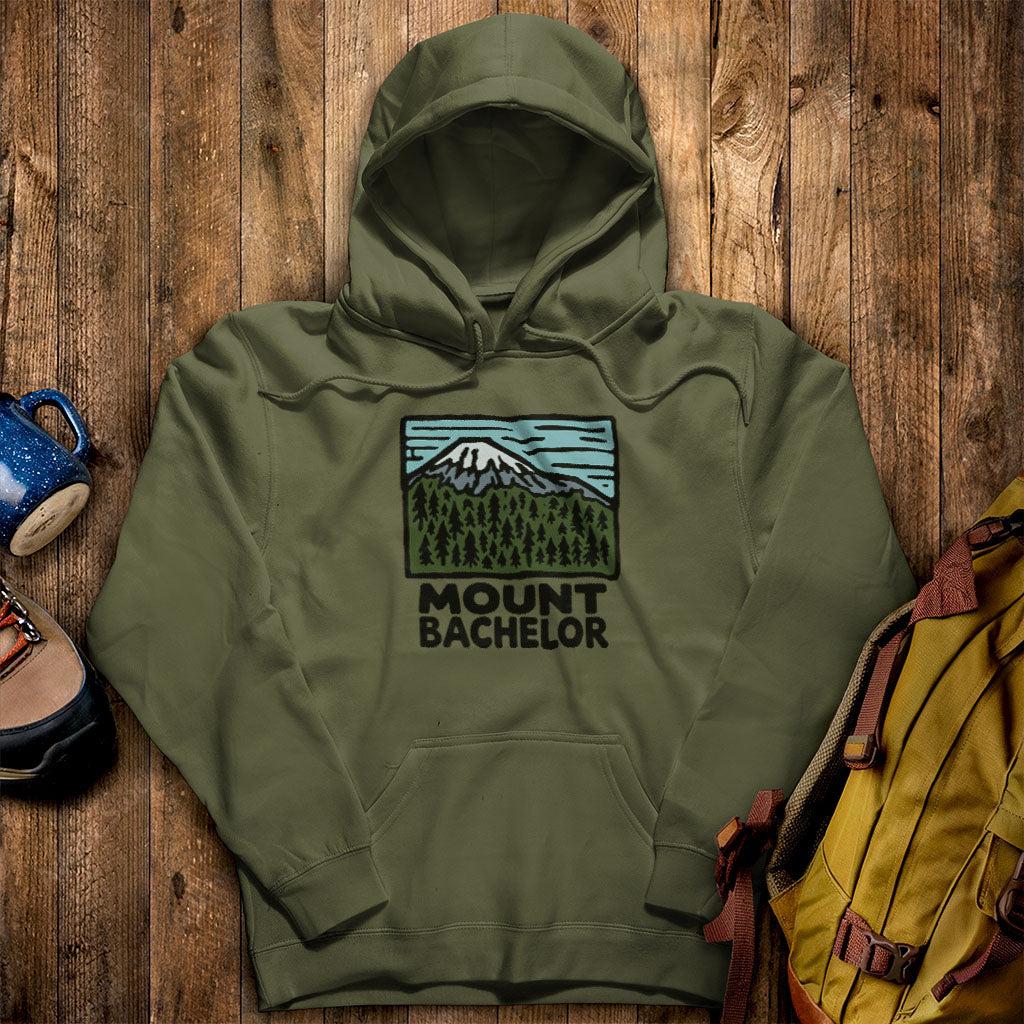 Mount Bachelor Hoodie Military Green Adventure and Outdoors Themed Hoodie