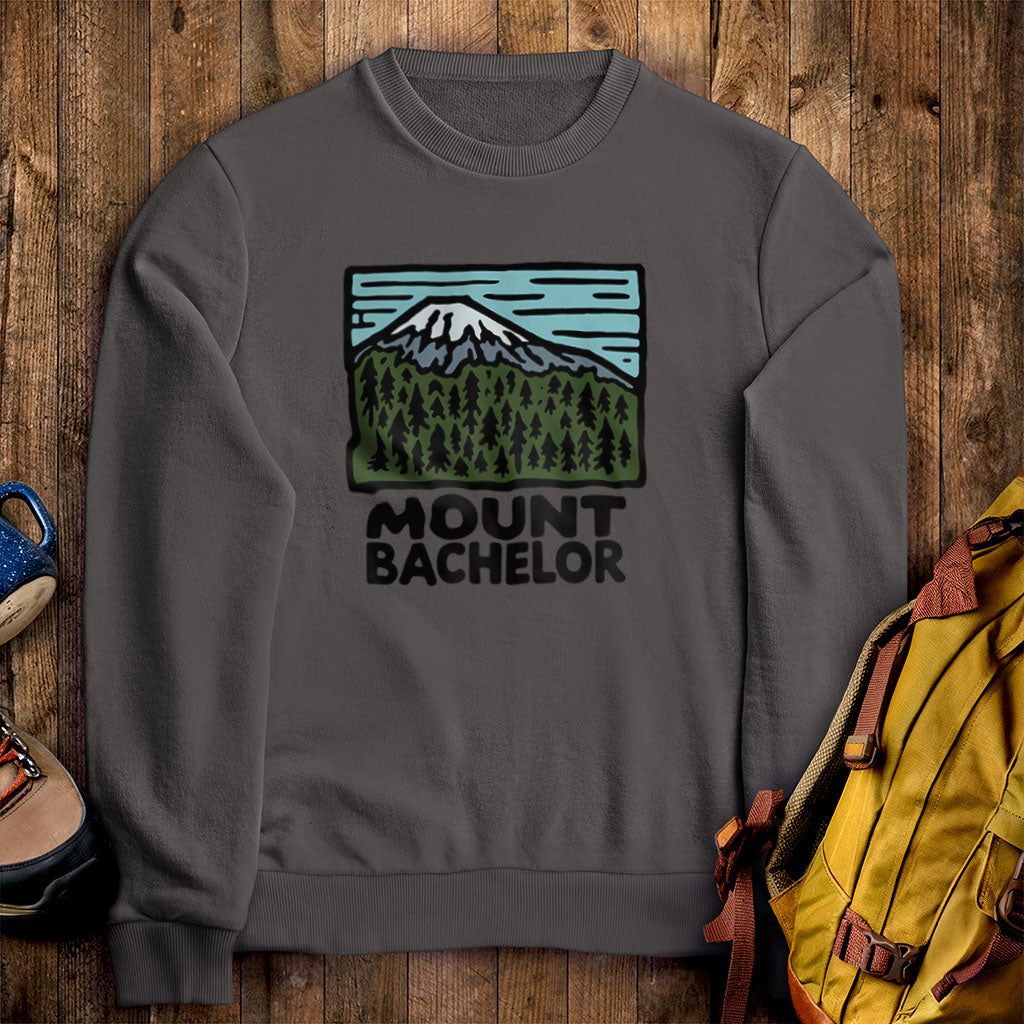 Mount Bachelor Crewneck Sweatshirt Charcoal Adventure and Outdoors Themed Sweatshirt