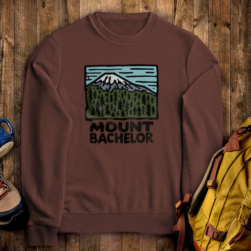 Mount Bachelor Crewneck Sweatshirt Cocoa Adventure and Outdoors Themed Sweatshirt