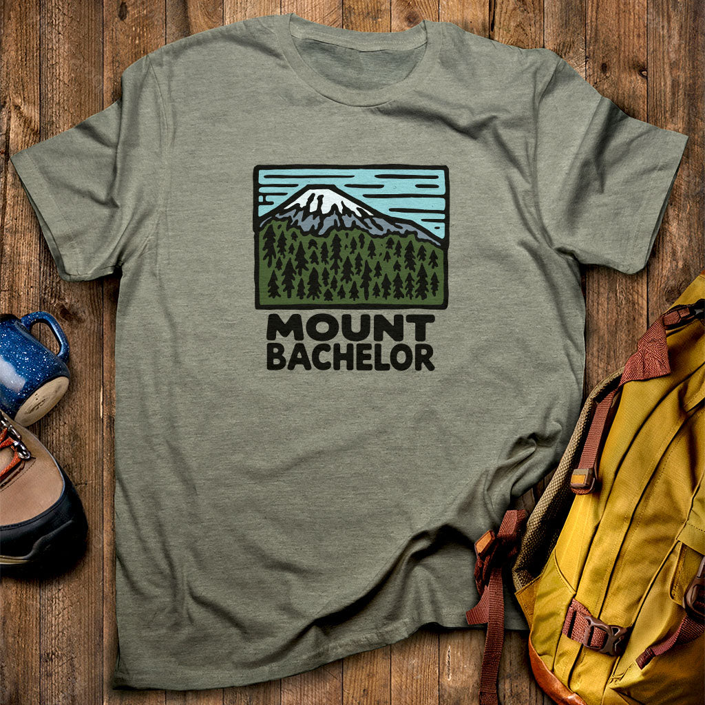 Mount Bachelor T-Shirt Heather Military Green Adventure and Outdoors Themed T-Shirt