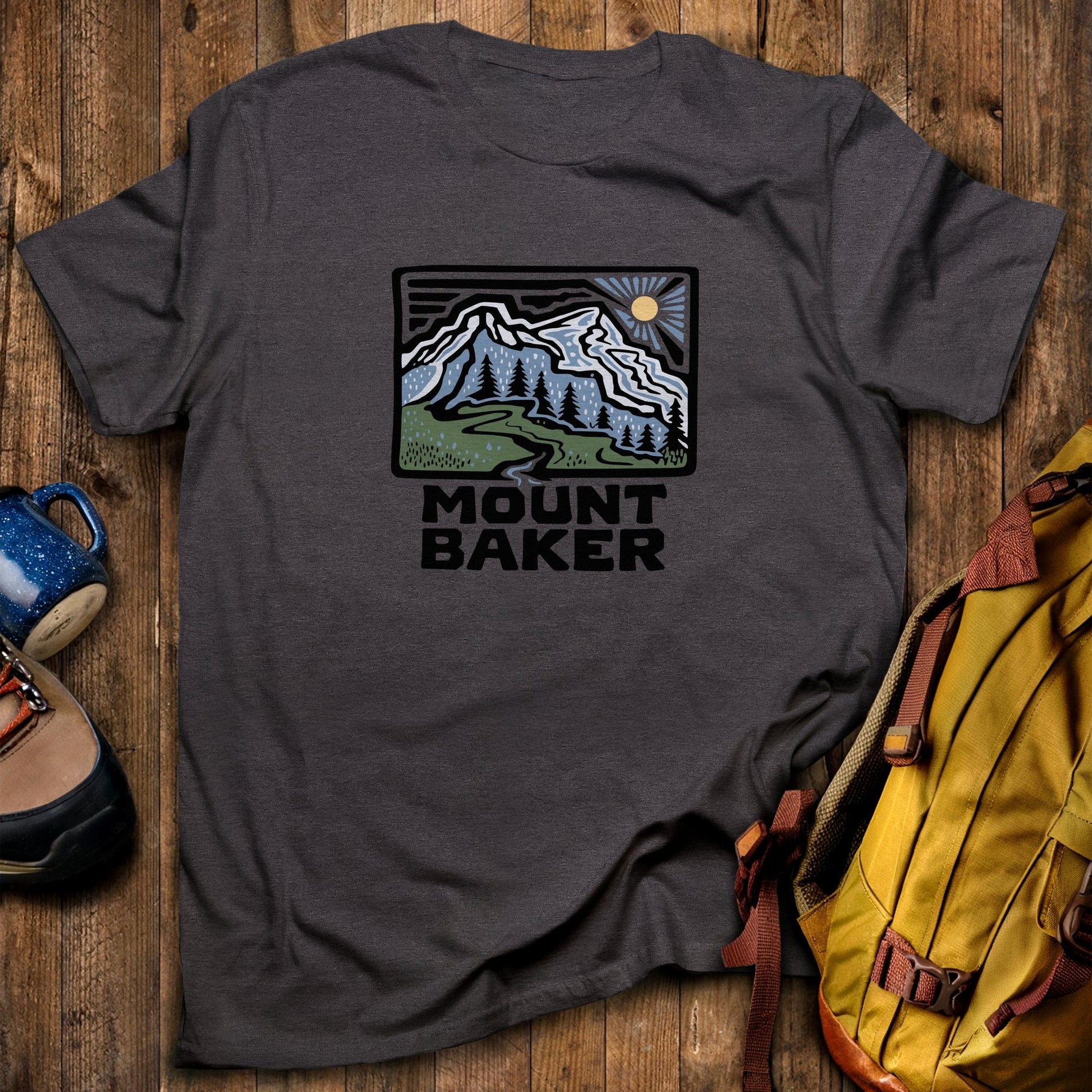 Mount Baker T-Shirt Dark Heather Adventure and Outdoors Themed T-Shirt