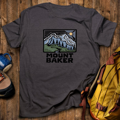 Mount Baker T-Shirt Dark Heather Adventure and Outdoors Themed T-Shirt