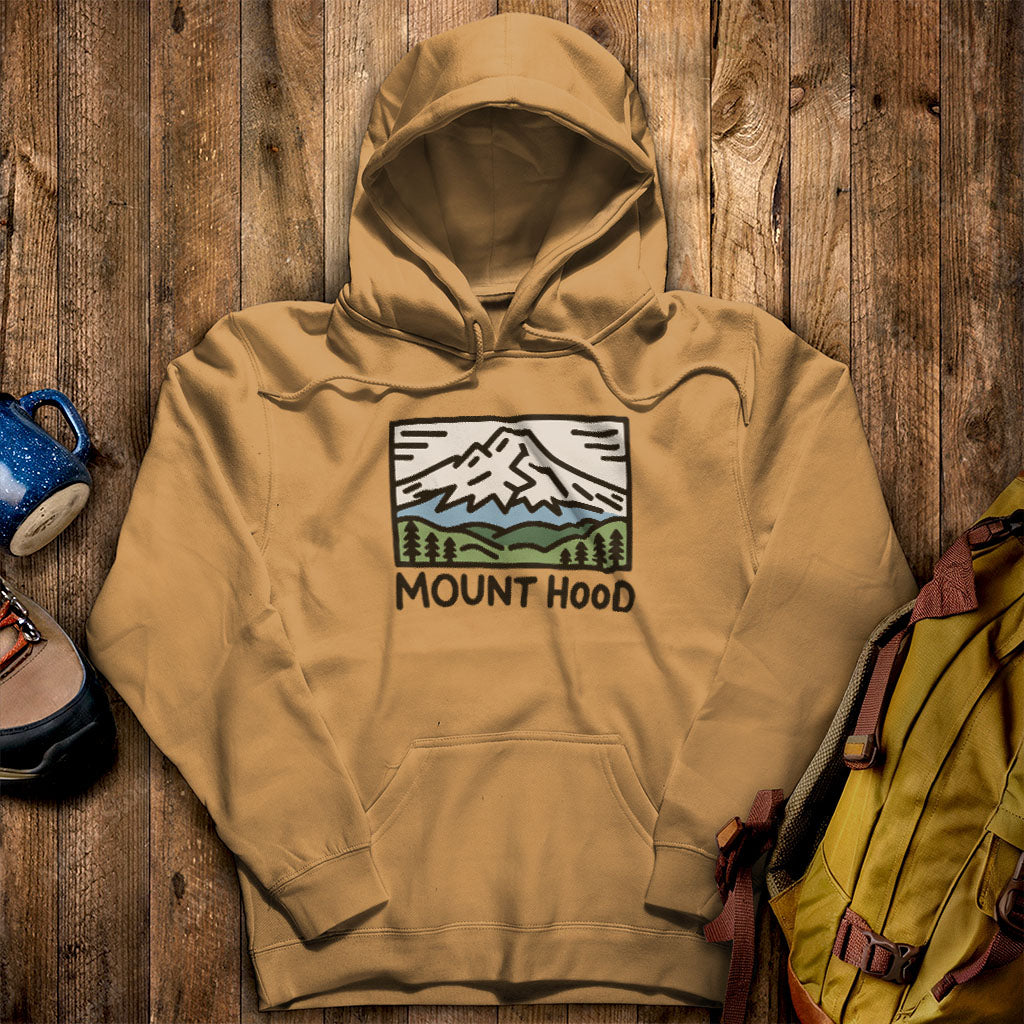 Mount Hood Hoodie Mustard Adventure and Outdoors Themed Hoodie