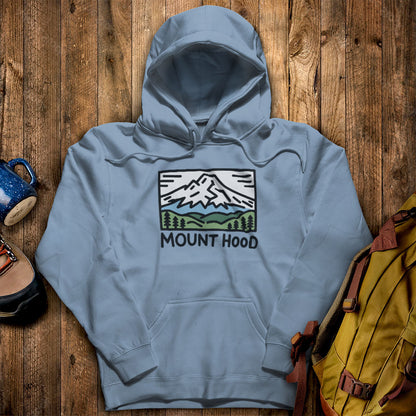 Mount Hood Hoodie Stone Blue Adventure and Outdoors Themed Hoodie