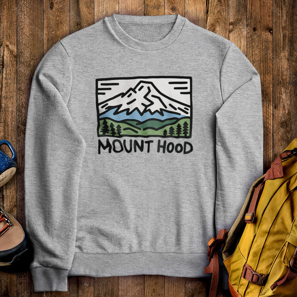 Mount Hood Crewneck Sweatshirt Sport Grey Adventure and Outdoors Themed Sweatshirt