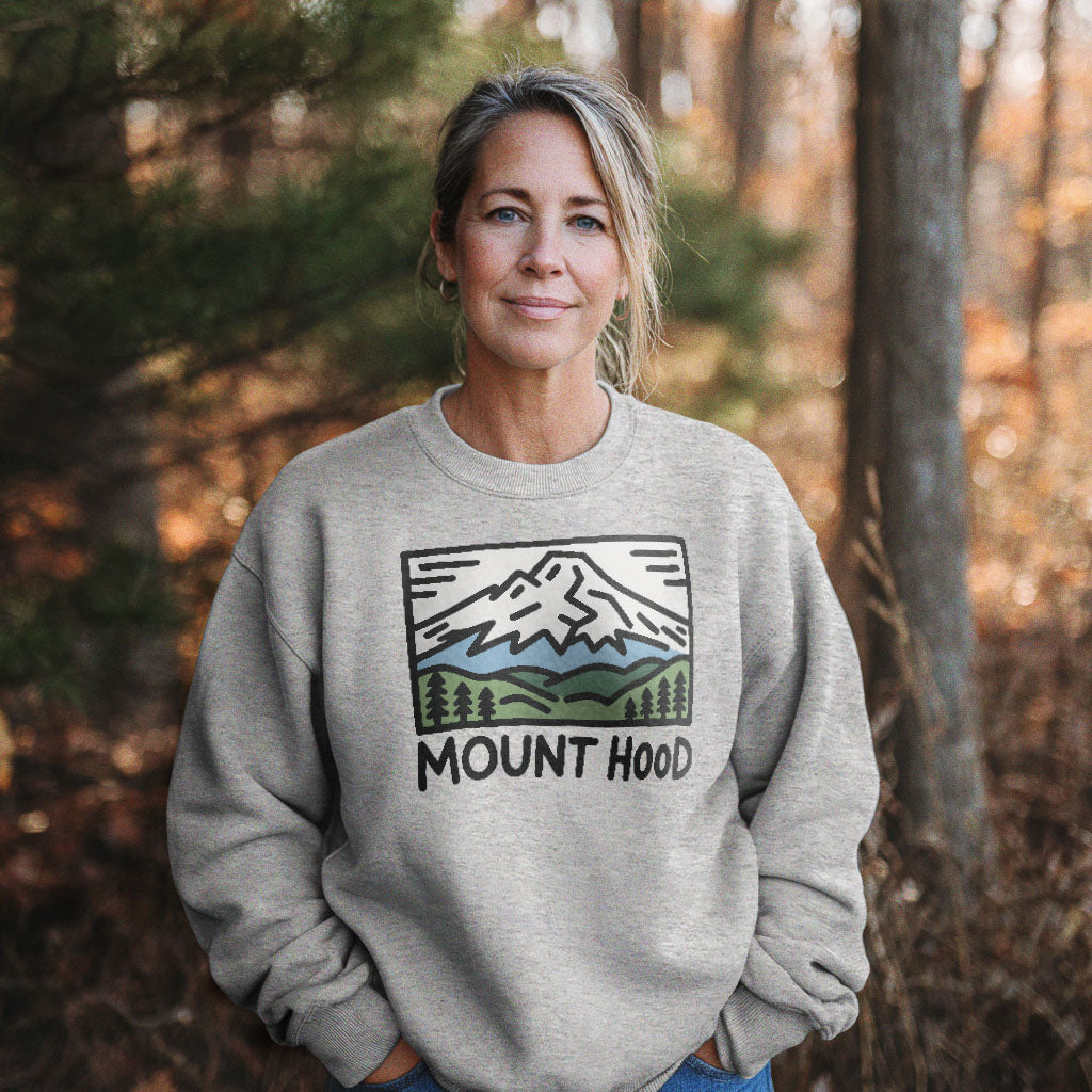 Mount Hood Crewneck Sweatshirt Adventure and Outdoors Themed Sweatshirt
