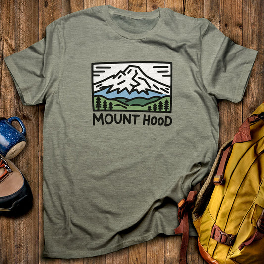 Mount Hood T-Shirt Heather Military Green Adventure and Outdoors Themed T-Shirt