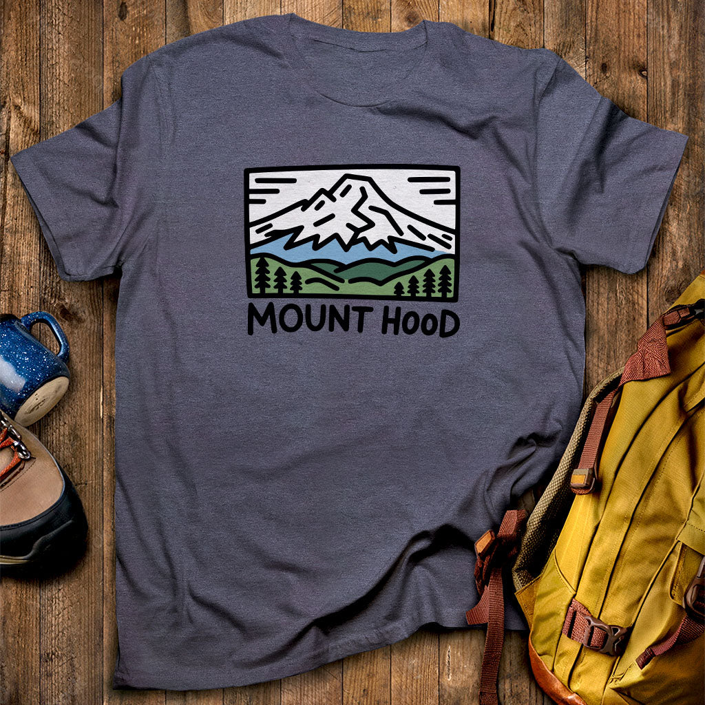 Mount Hood T-Shirt Heather Navy Adventure and Outdoors Themed T-Shirt