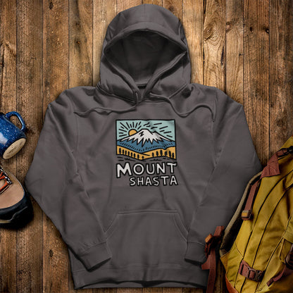 Mount Shasta Hoodie Charcoal Adventure and Outdoors Themed Hoodie