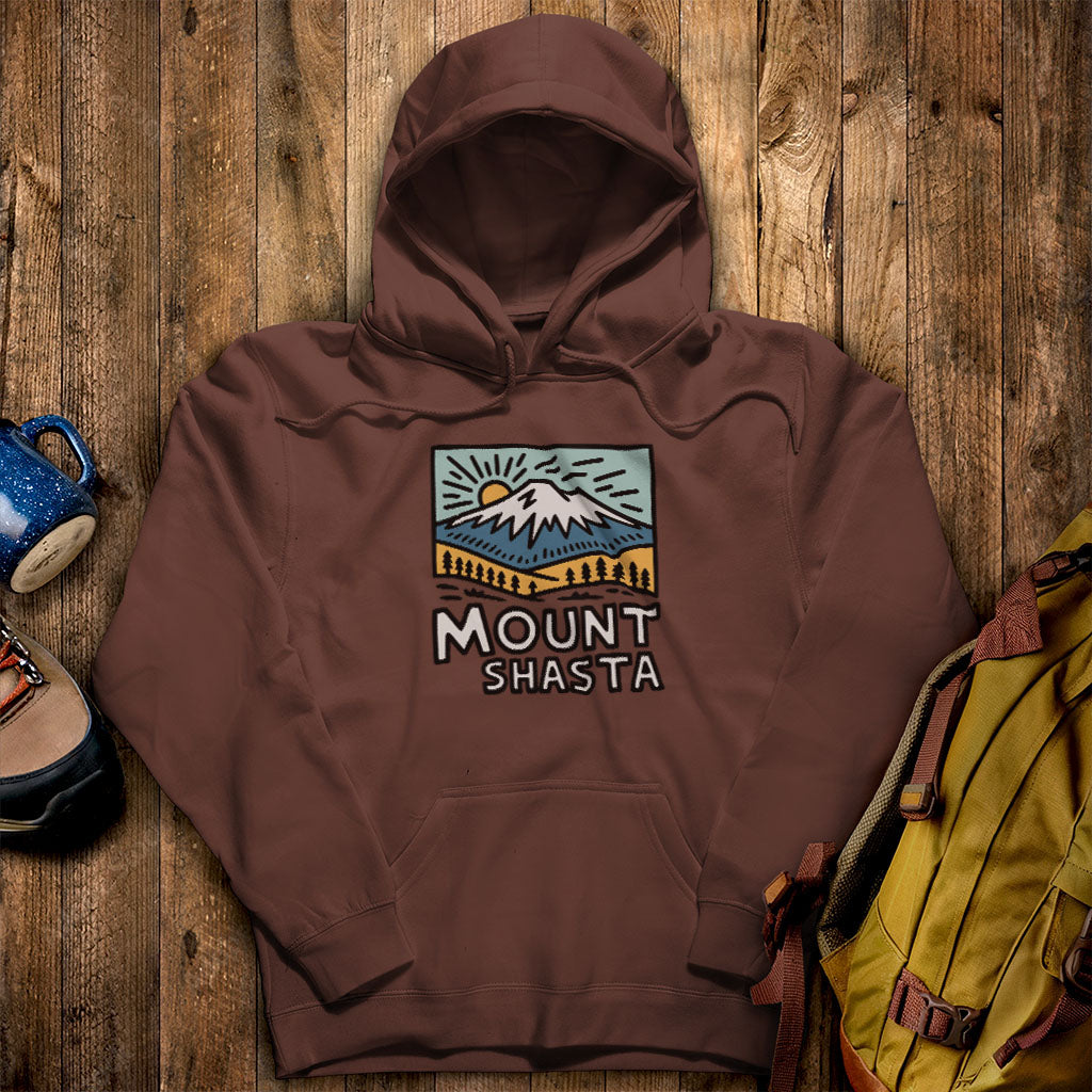Mount Shasta Hoodie Cocoa Adventure and Outdoors Themed Hoodie