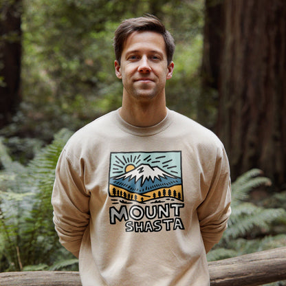 Mount Shasta Crewneck Sweatshirt Adventure and Outdoors Themed Sweatshirt