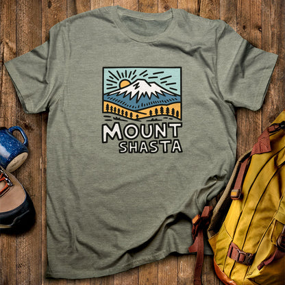 Mount Shasta T-Shirt Heather Military Green Adventure and Outdoors Themed T-Shirt