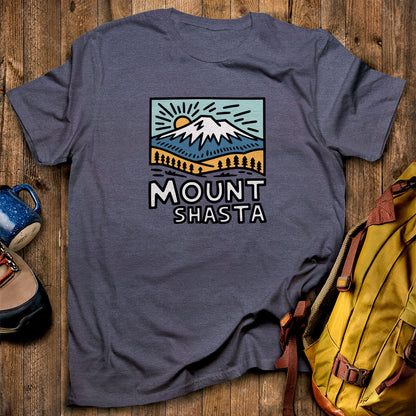 Mount Shasta T-Shirt Heather Navy Adventure and Outdoors Themed T-Shirt
