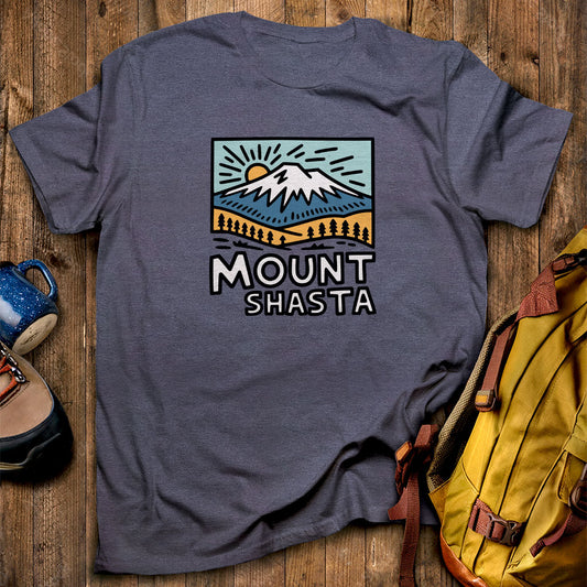 Mount Shasta T-Shirt Heather Navy Adventure and Outdoors Themed T-Shirt