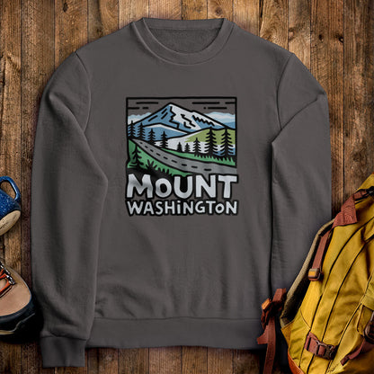 Mount Washington Crewneck Sweatshirt Charcoal Adventure and Outdoors Themed Sweatshirt