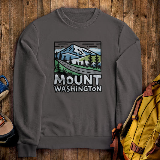 Mount Washington Crewneck Sweatshirt Charcoal Adventure and Outdoors Themed Sweatshirt